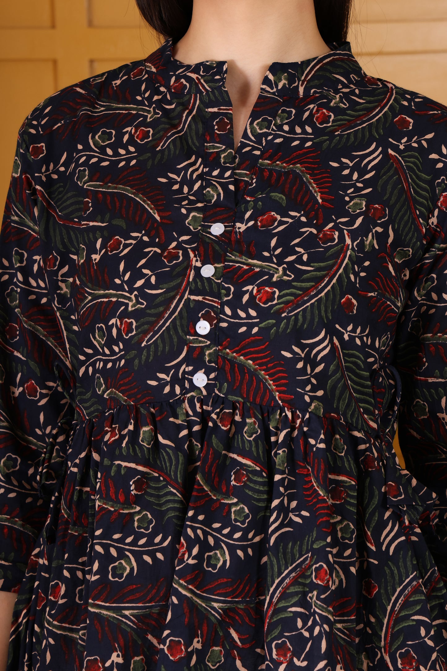Hosita Balck green Printed Cotton Tunic