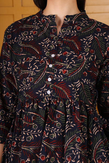 Hosita Balck green Printed Cotton Tunic