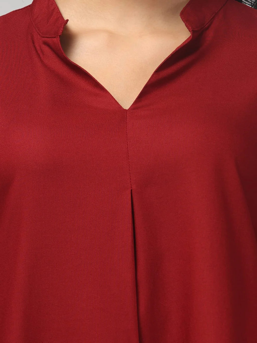 Hosita Maroon, Caramel and Purple Rayon Pleated Top