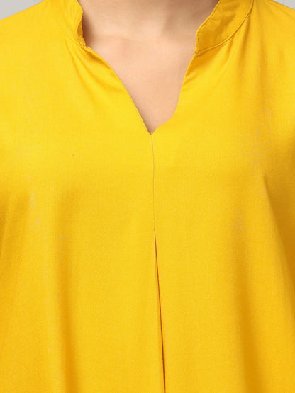 Hosita Maroon, Mustard and White Rayon Pleated Top