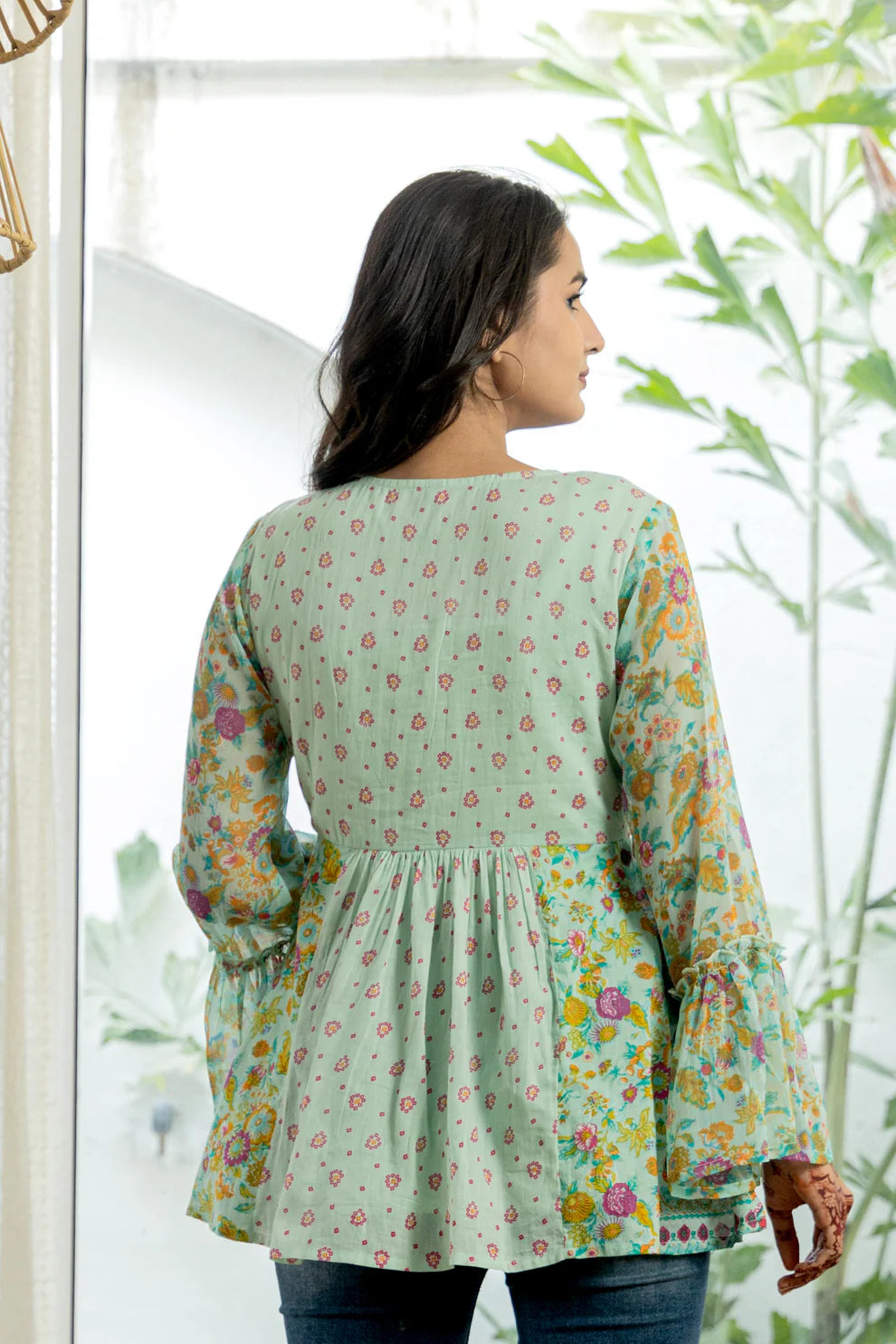 Hosita Mustard and Mint Green Cotton Tunic  Combo