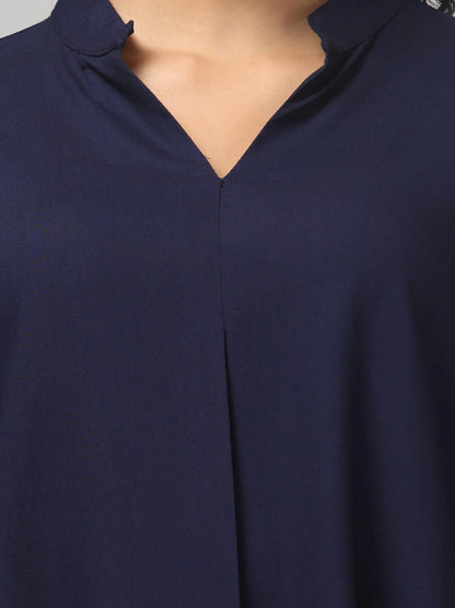 Hosita Royal, Ice Blue and Purple Rayon Pleated Top
