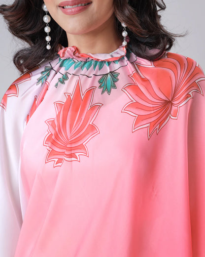Hosita Beautiful Ombre Lotus Mandalaa Print Freehand Designer Saree
