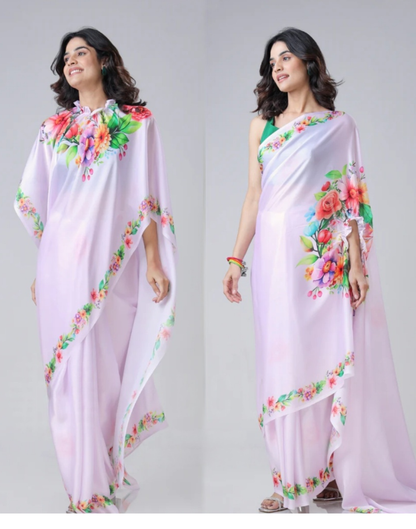 Hosita Blooming Multi-Color Floral Freehand Saree