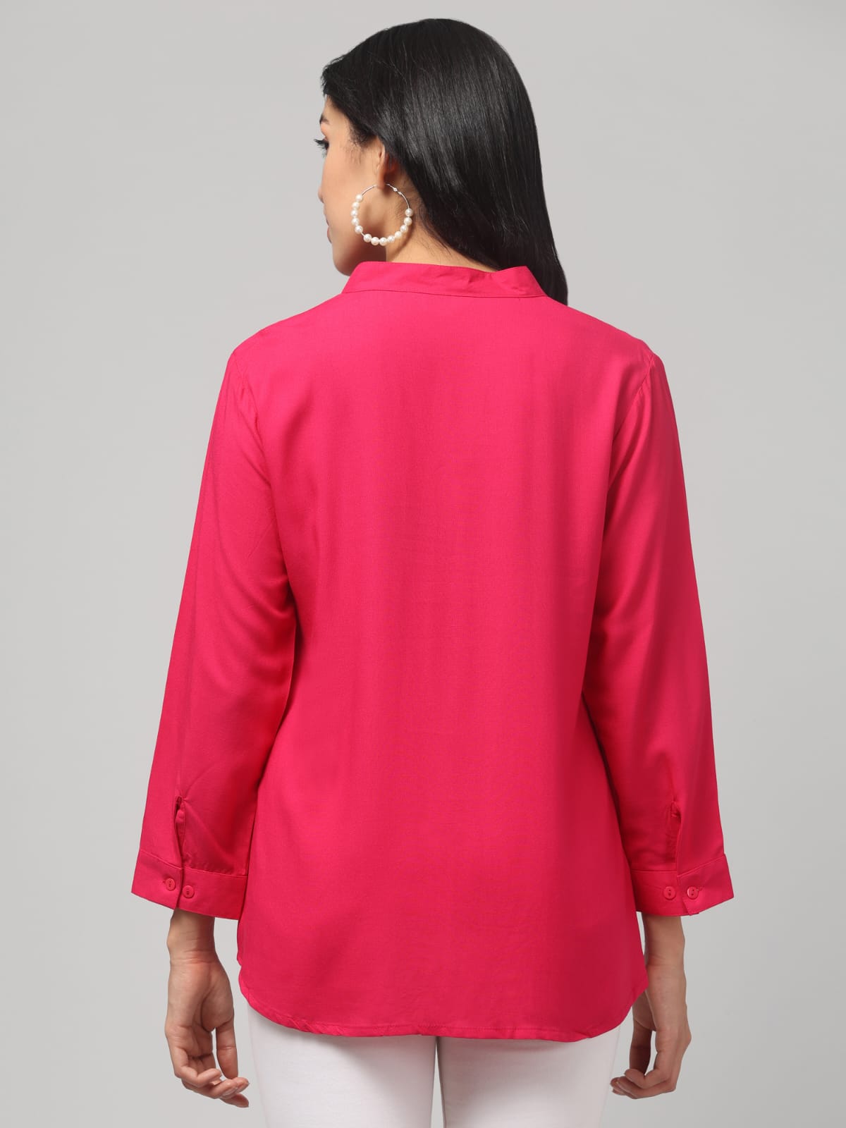 Magenta Rayon Pleated Top