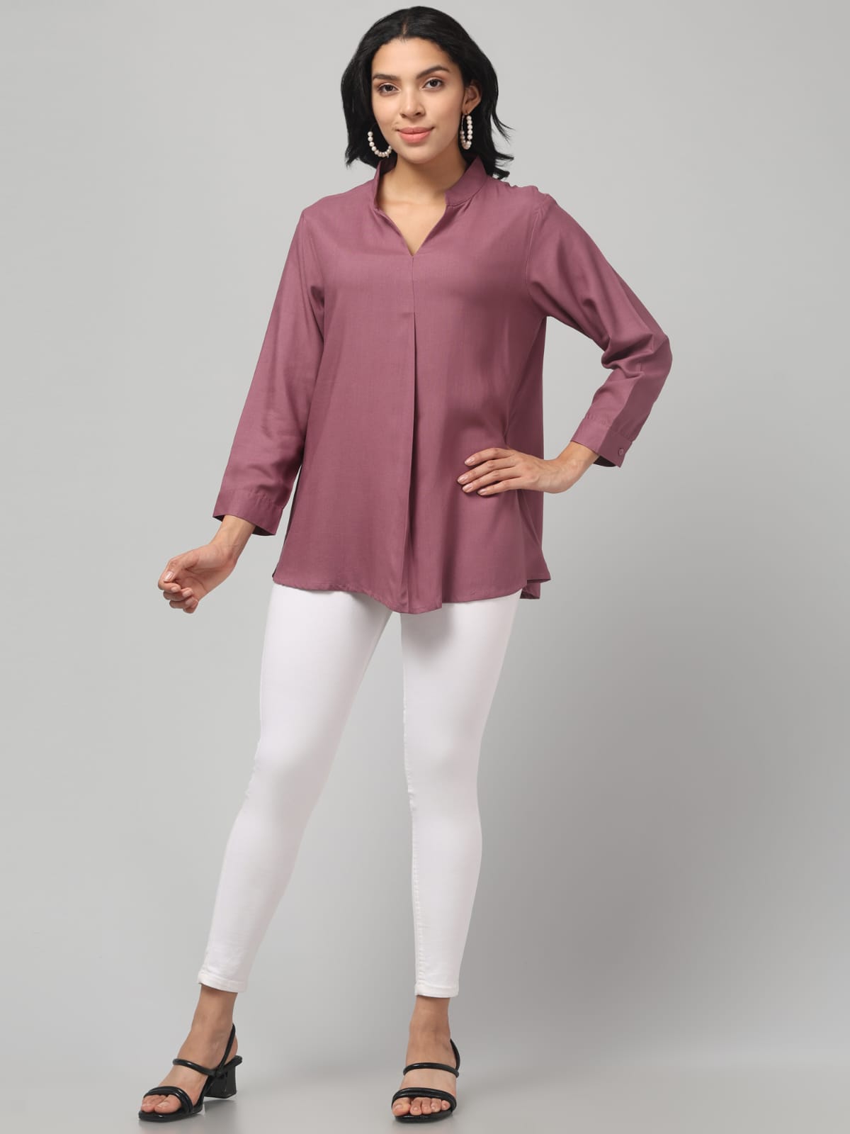 Light Purple Rayon Pleated Top