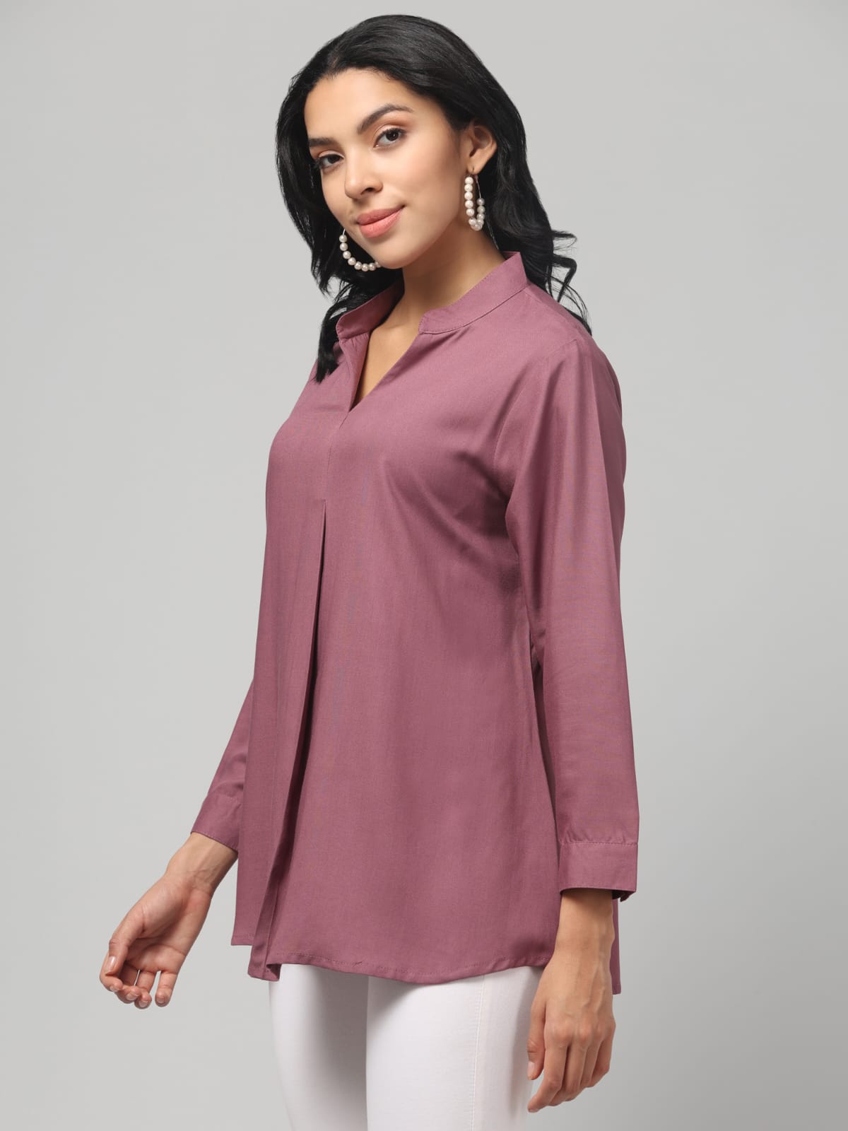 Light Purple Rayon Pleated Top