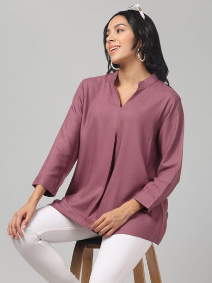 Light Purple Rayon Pleated Top