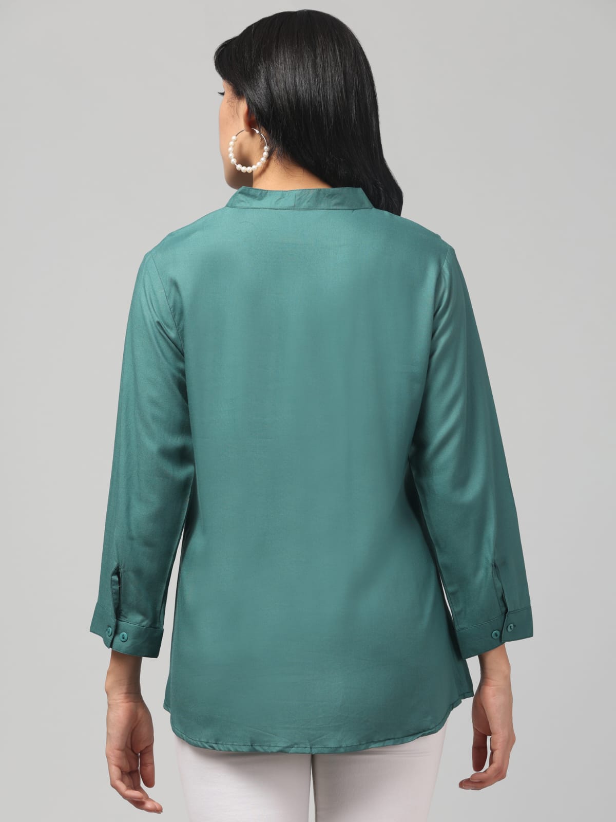 Jade Green Rayon Pleated Top