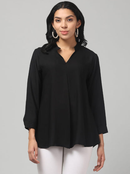 Magic Black Rayon Pleated Top