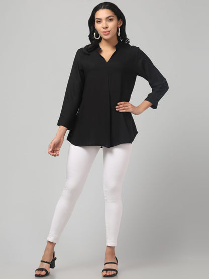 Magic Black Rayon Pleated Top