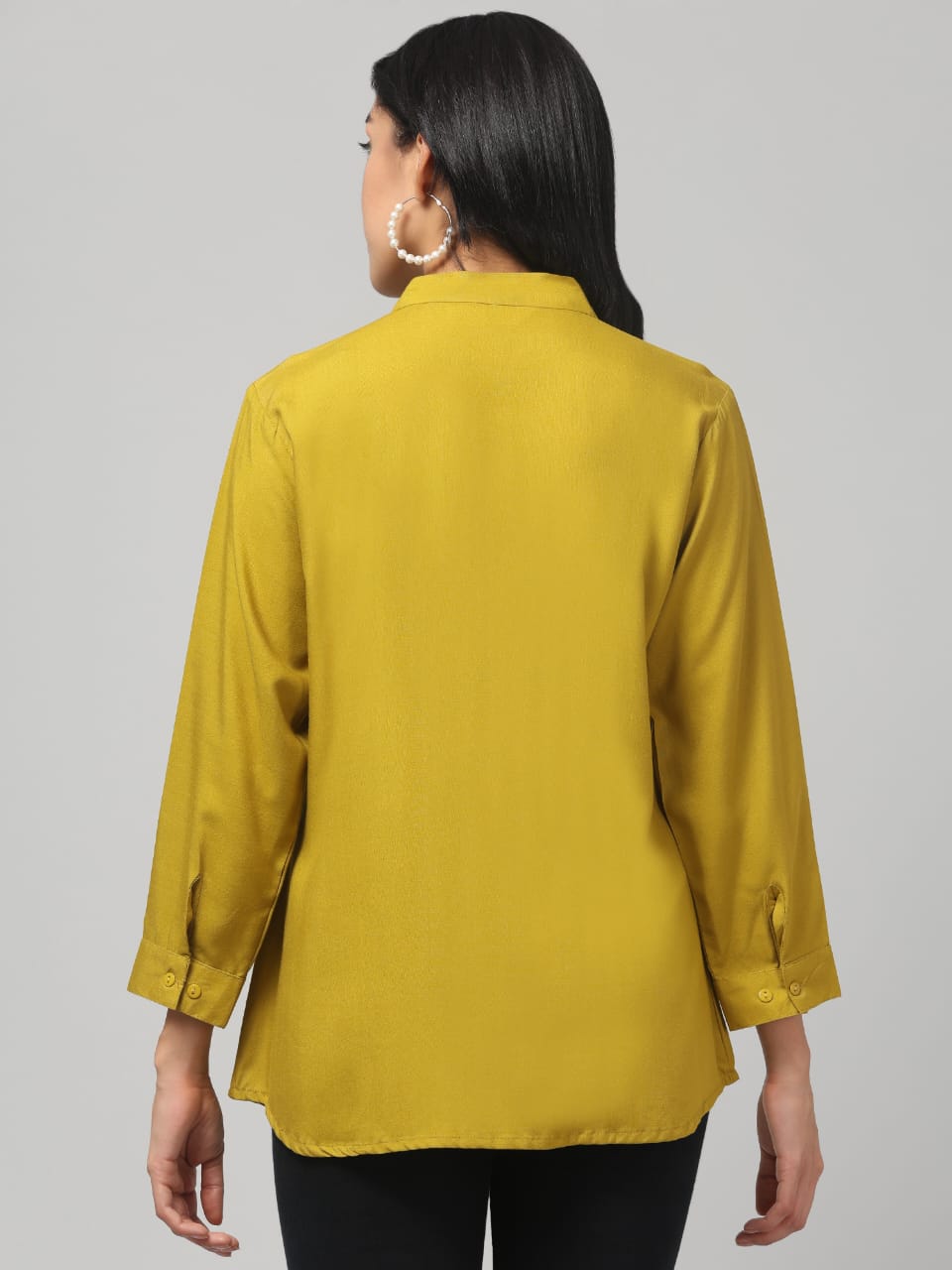 Olive Green Rayon Pleated Top
