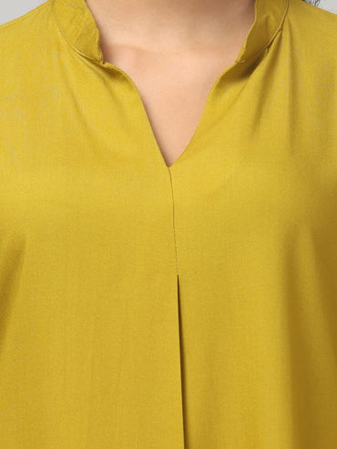 Olive Green Rayon Pleated Top