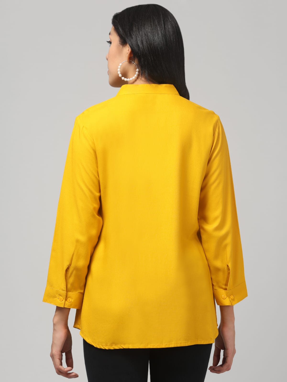 Mustard Yellow Rayon Pleated Top