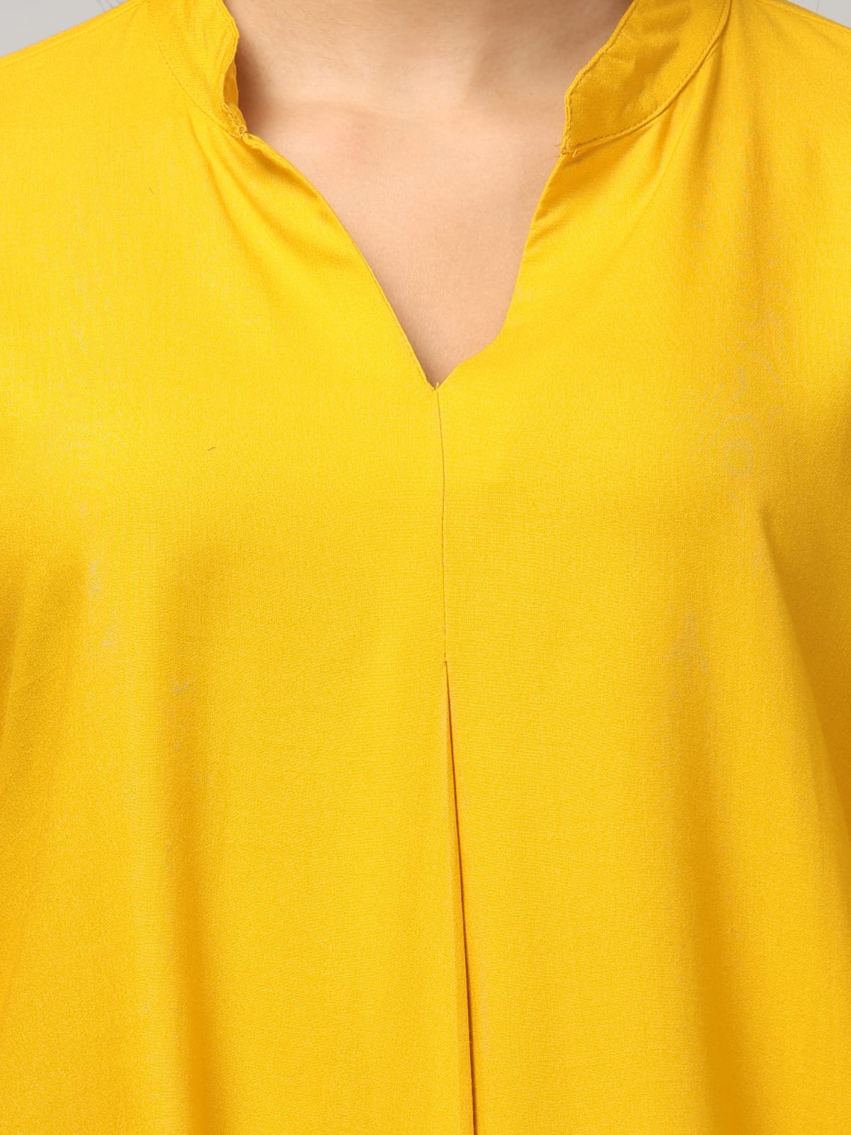 Mustard Yellow Rayon Pleated Top