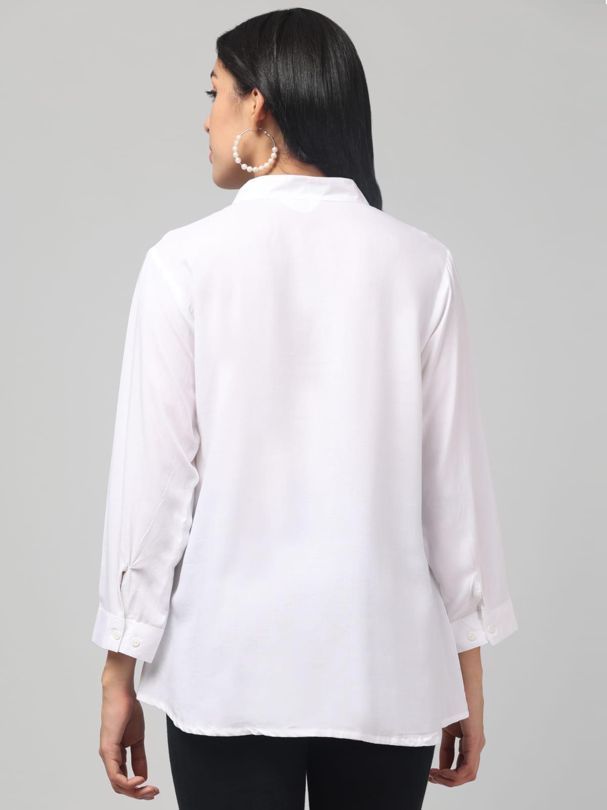 White Rayon Pleated Top