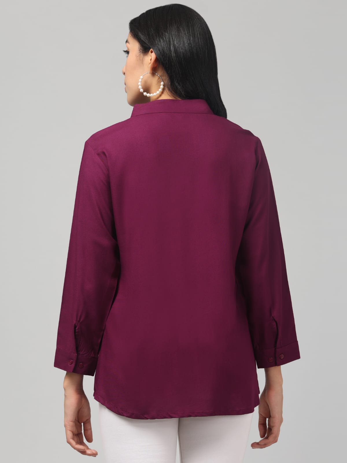 Brinjal Rayon Pleated Top