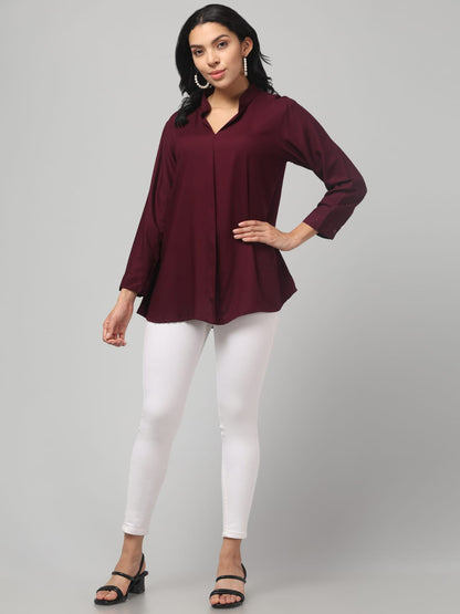 Dark Purple Rayon Pleated Top
