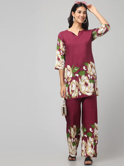 Cavern Violet Printed Cotton Co-Ord Set