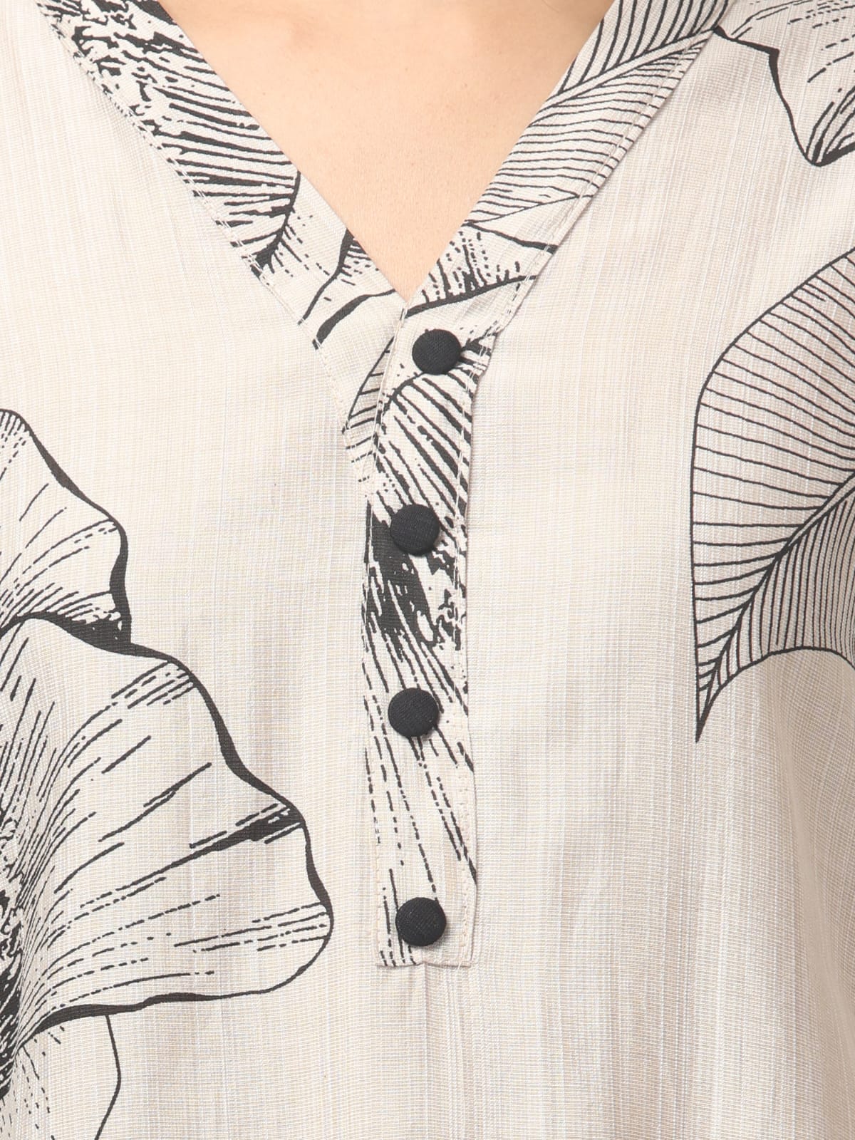 Contrast Off White Printed With Black Trouser Co Ord Set