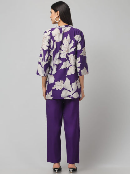 Beautiful Violet Printed Co Ord Set