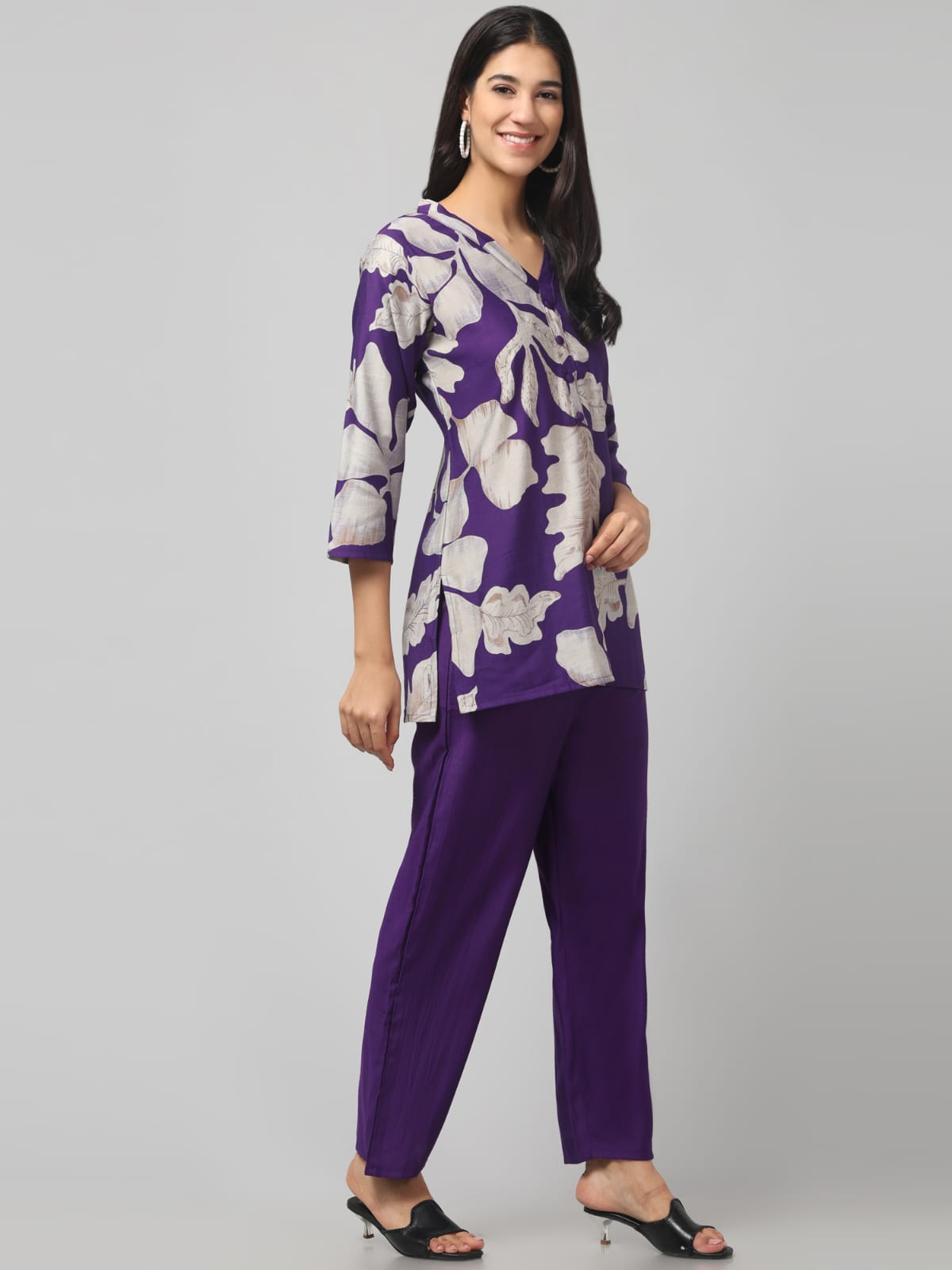 Beautiful Violet Printed Co Ord Set