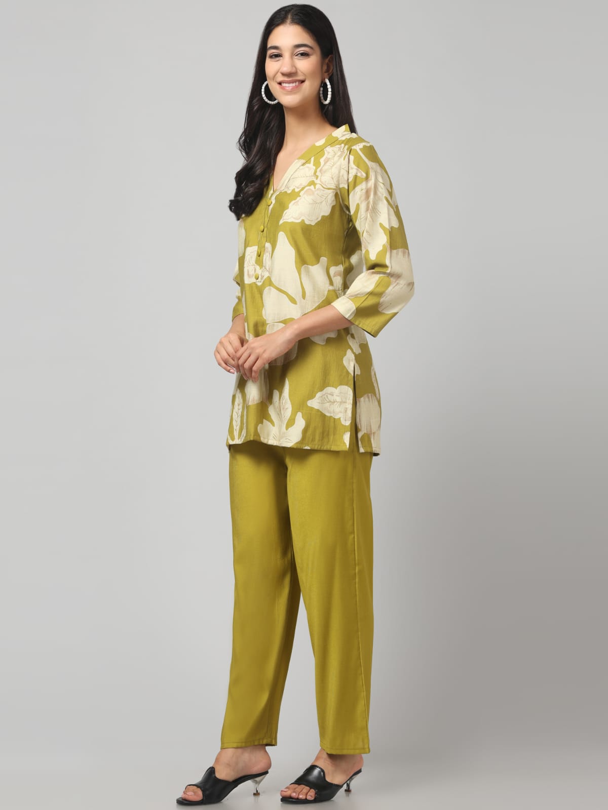 Light Green Floral Printed Co Ord Set