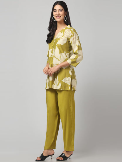 Light Green Floral Printed Co Ord Set