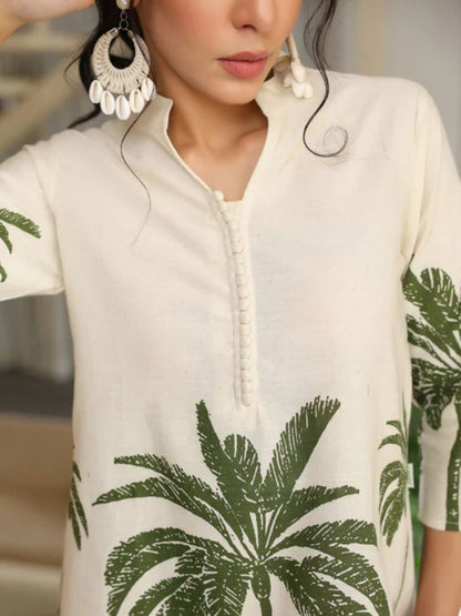 Aesthetic Jungle Green Theme Cotton Flex Co Ord Set