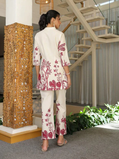 Awesome Red Print Jungle Theme Cotton Co Ord Set