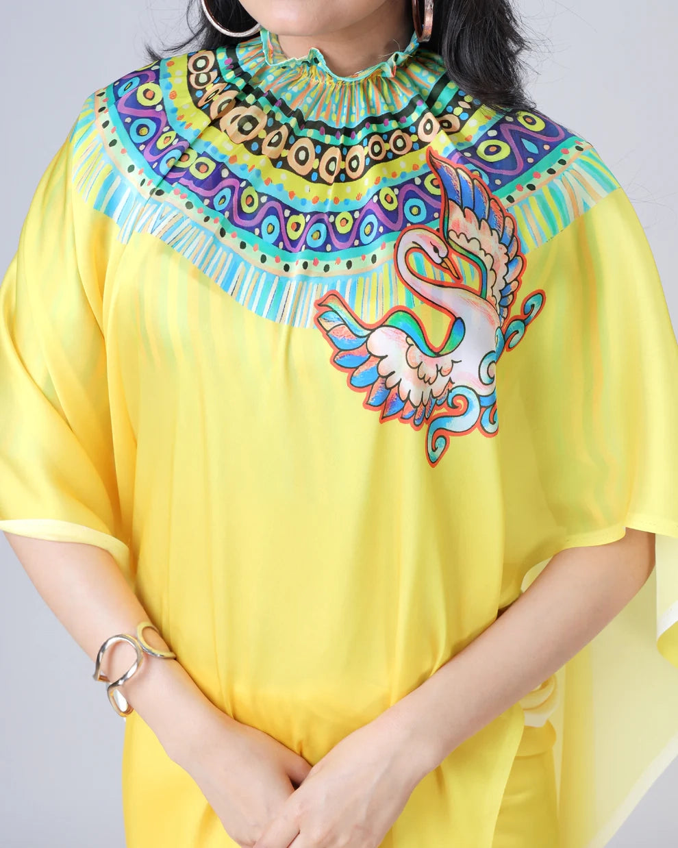 Hosita Yellow Traditional Freehand Saree